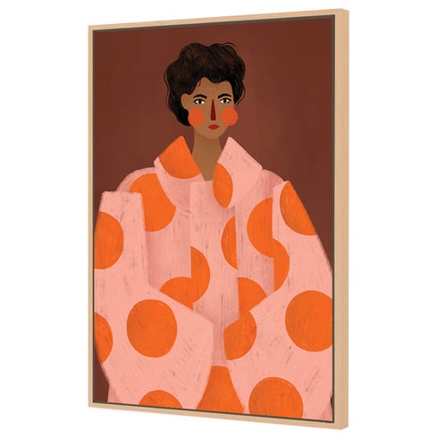 Woman with Orange Dots Canvas Wall Art