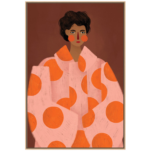 Woman with Orange Dots Canvas Wall Art