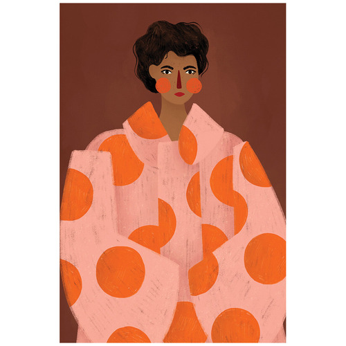 Woman with Orange Dots Canvas Wall Art