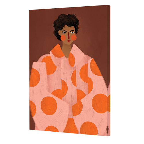 Woman with Orange Dots Canvas Wall Art