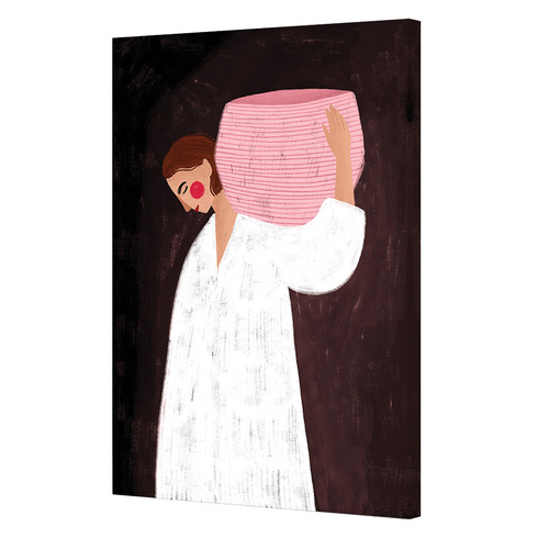 The Woman with the Pink Basket Canvas Wall Art
