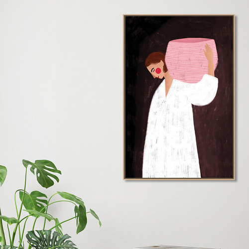 The Woman with the Pink Basket Canvas Wall Art