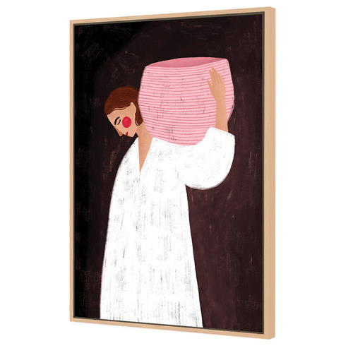 The Woman with the Pink Basket Canvas Wall Art