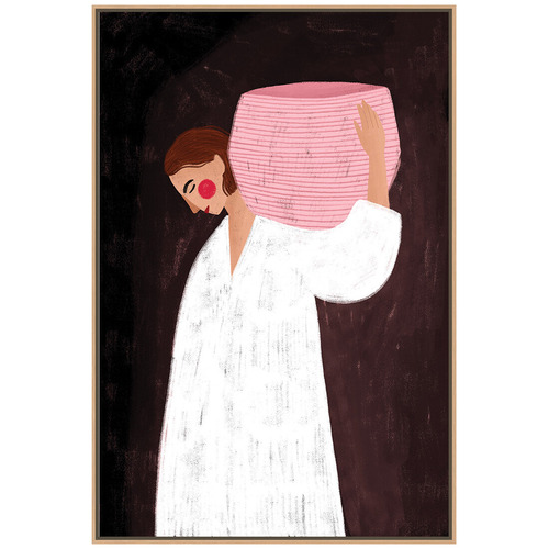 The Woman with the Pink Basket Canvas Wall Art