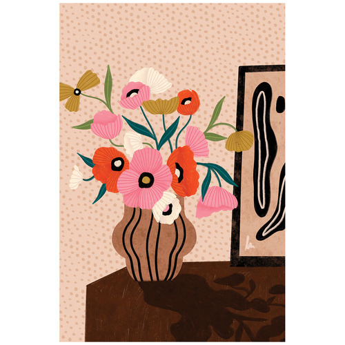 Flower Polka Dots Canvas Wall Art