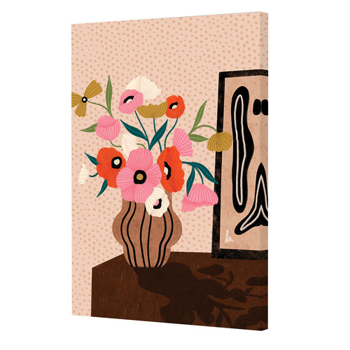 Flower Polka Dots Canvas Wall Art
