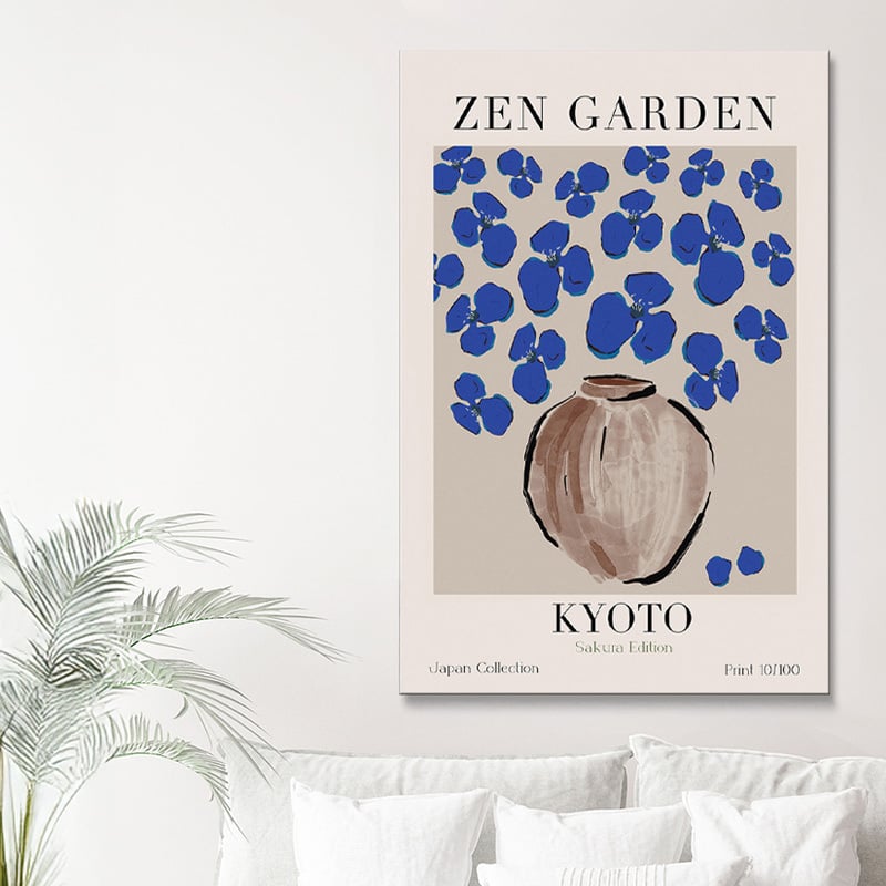 Cerulean Blossoms Canvas Wall Art