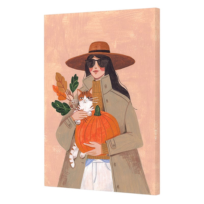 Woman in Autumn Canvas Wall Art