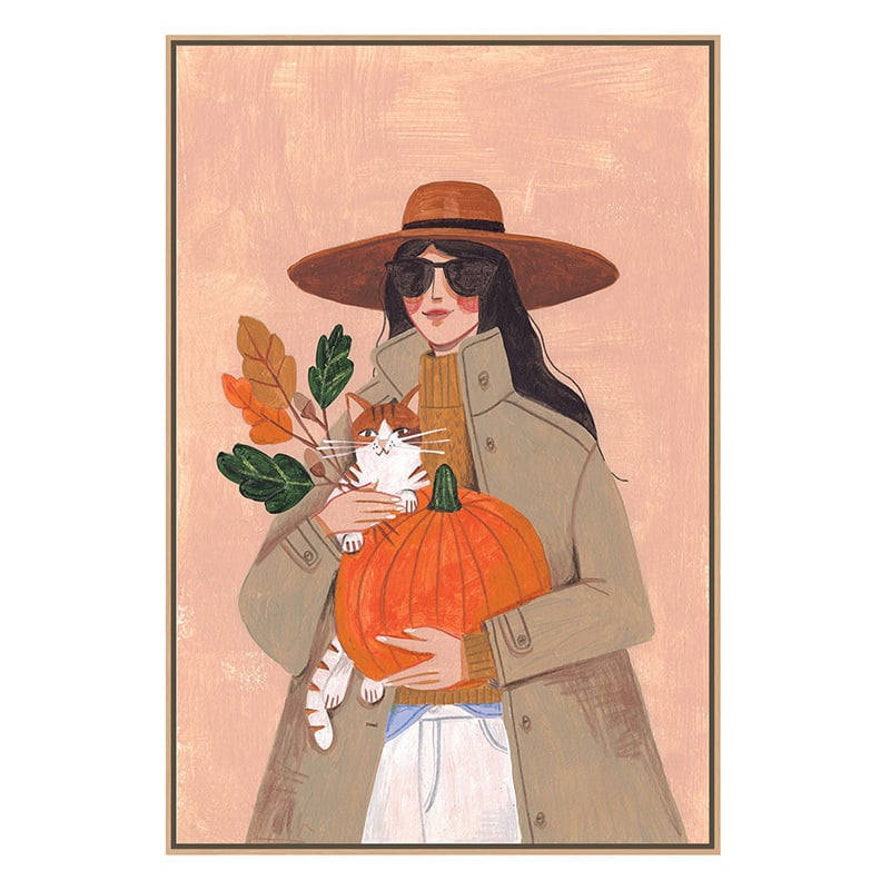 Woman in Autumn Canvas Wall Art