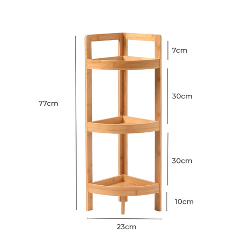 Okin 3 Tier Bamboo Corner Shelf