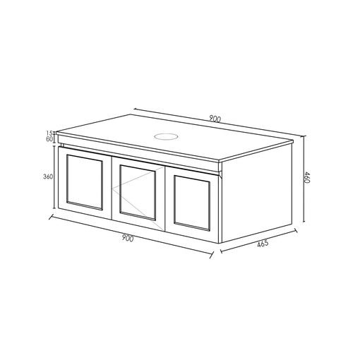 Hampton 1 Door 2 Drawer Wall Hung Vanity with Basin Temple & ster