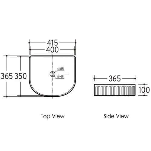 Archie 415mm Matte Ceramic Above Counter Basin
