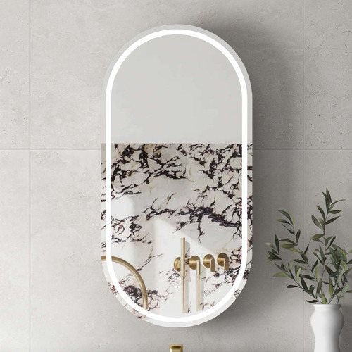 Noosa 900mm Oval LED Mirrored Shaving Cabinet
