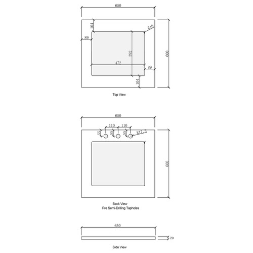 Hampshire 650mm Laundry Cabinet with Countertop & Sink