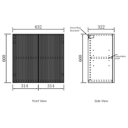 Bondi 630mm Matte White Wall Cabinet
