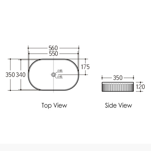 Kensington 560mm Oval Ceramic Above Counter Basin