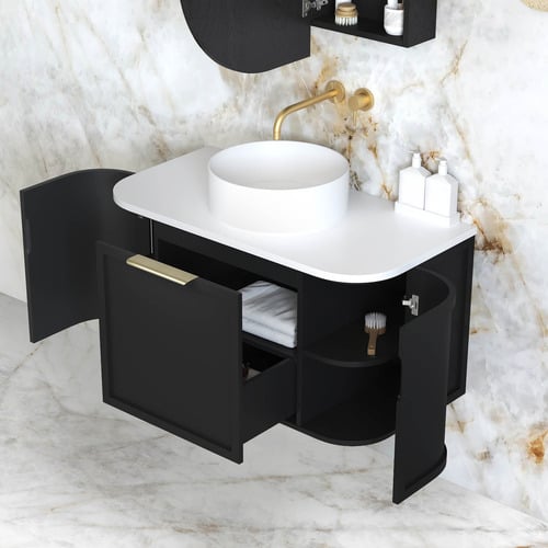 Hampshire 900mm Wall Hung Single Vanity with Stone Countertop
