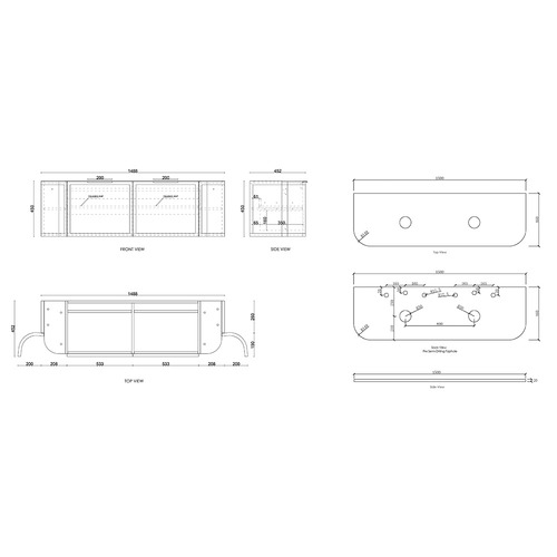 Hampshire 1500mm Wall Hung Double Vanity with Stone Countertop
