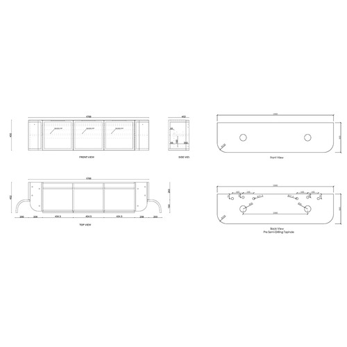 Hampshire 1800mm Wall Hung Double Vanity with Stone Countertop
