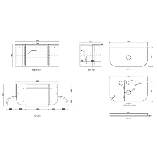 Hampshire 900mm Wall Hung Single Vanity with Stone Countertop