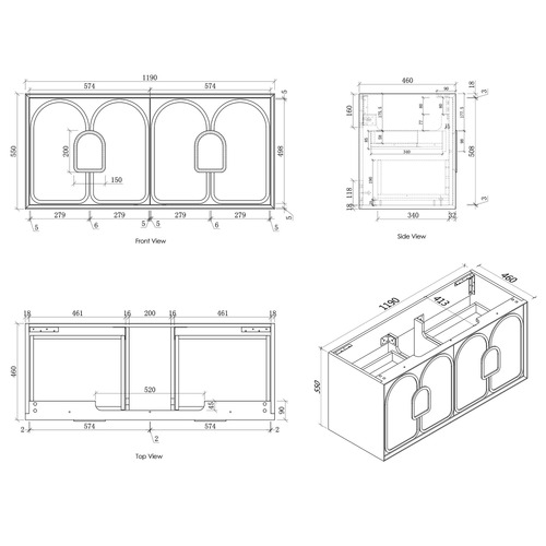 Laguna 1200mm Wall Hung Vanity Package with Shaving Cabinet