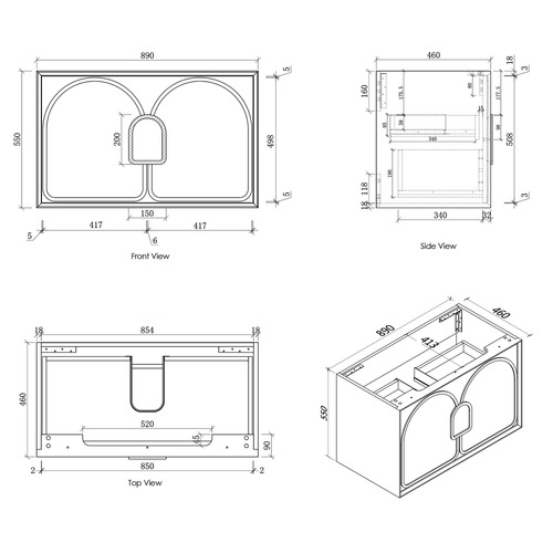 Laguna 900mm Wall Hung Vanity Package with LED Mirror