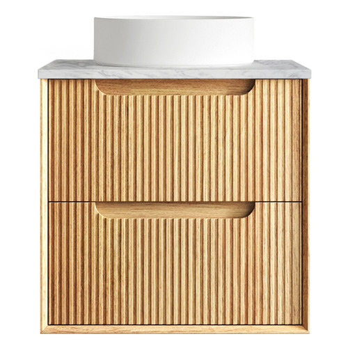Byron Fluted 600mm Woodland Oak Wall Hung Single Vanity with Countertop