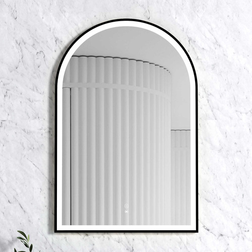 Archie 900 x 600mm Arched Metal LED Bathroom Mirror