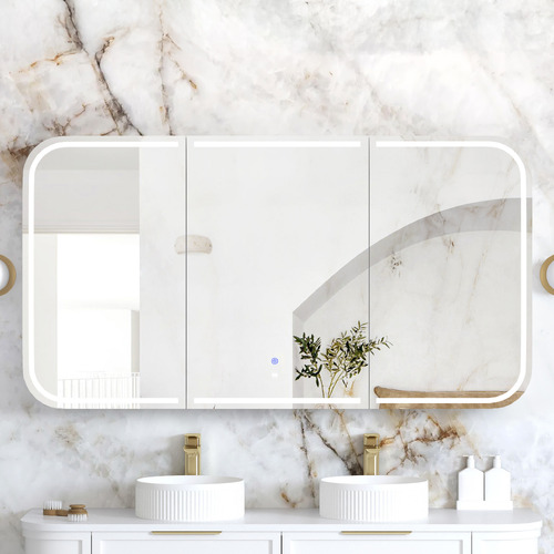 Newport 1500mm Matte White LED Mirrored Shaving Cabinet