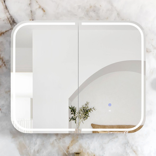 Newport 900mm Matte White LED Mirrored Shaving Cabinet