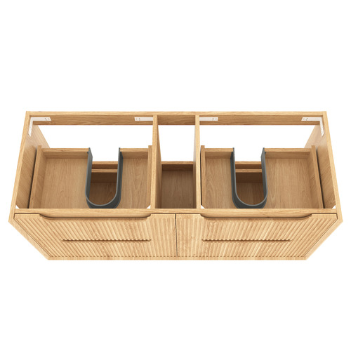 Byron Fluted 1200mm Woodland Oak Wall Hung Double Vanity with Countertop