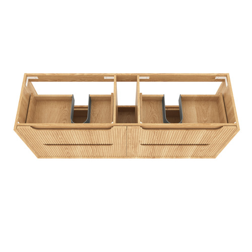 Byron Fluted 1500mm Woodland Oak Wall Hung Single Vanity with Countertop