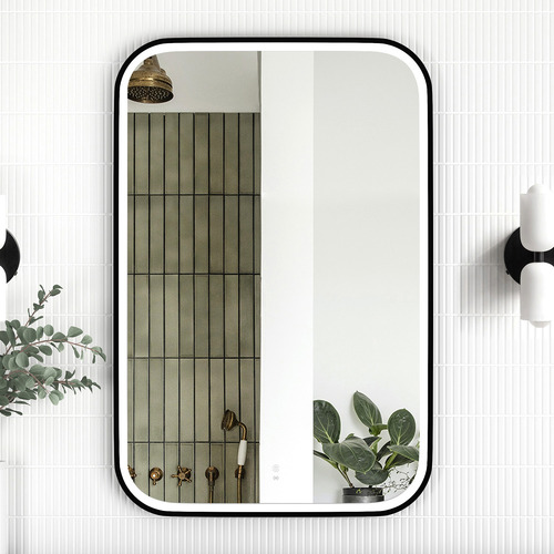Newport 900 x 600mm Rectangle Metal LED Bathroom Mirror