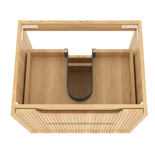 Byron Fluted 600mm Woodland Oak Wall Hung Single Vanity with Countertop