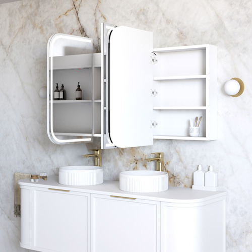 Newport 1500mm Matte White LED Mirrored Shaving Cabinet