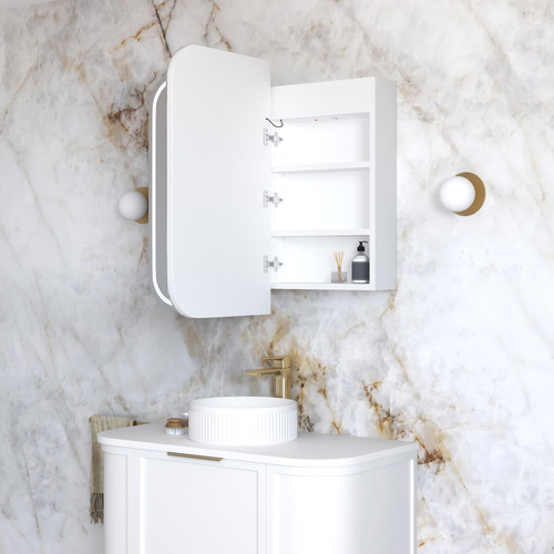 Newport 900mm Matte White LED Mirrored Shaving Cabinet