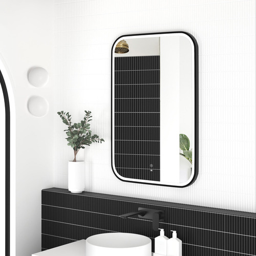 Newport 900 x 600mm Rectangle Metal LED Bathroom Mirror