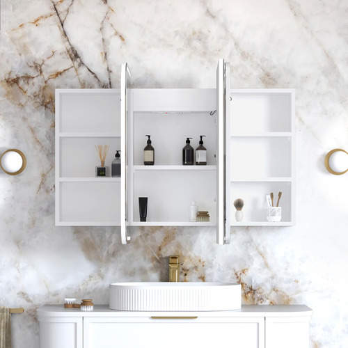Newport 1200mm Matte White LED Mirrored Shaving Cabinet