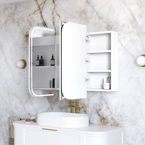 Newport 1200mm Matte White LED Mirrored Shaving Cabinet