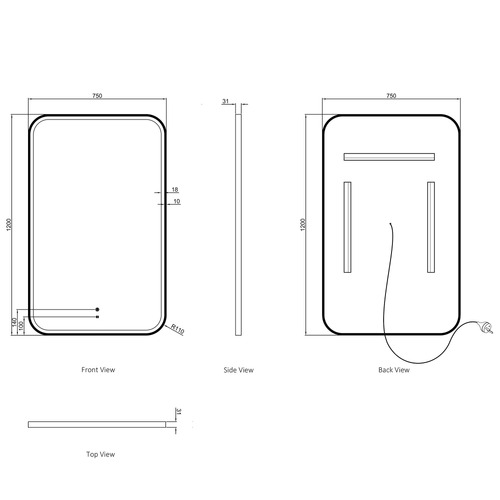 Newport Rectangle Metal LED Bathroom Mirror