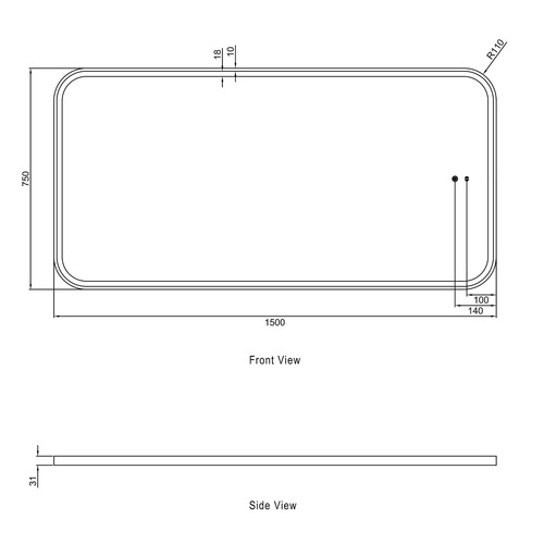 Newport Rectangle Metal LED Bathroom Mirror