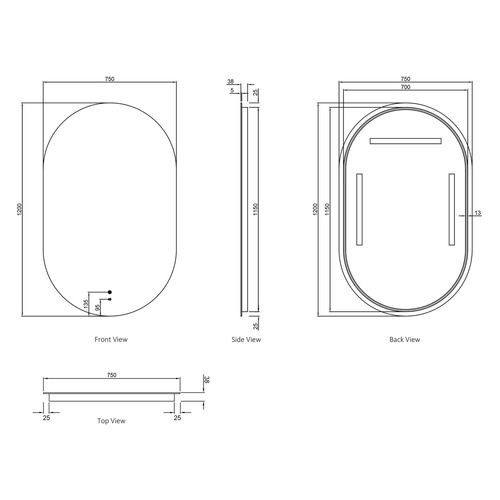 Noosa Oval Metal LED Bathroom Mirror