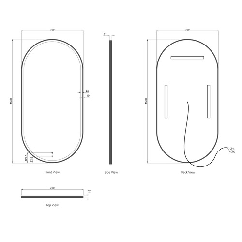 Noosa Oval Metal LED Bathroom Mirror