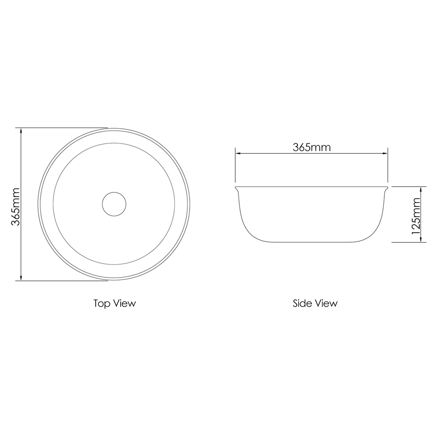 Bronte 365mm Round Ceramic Above Counter Basin