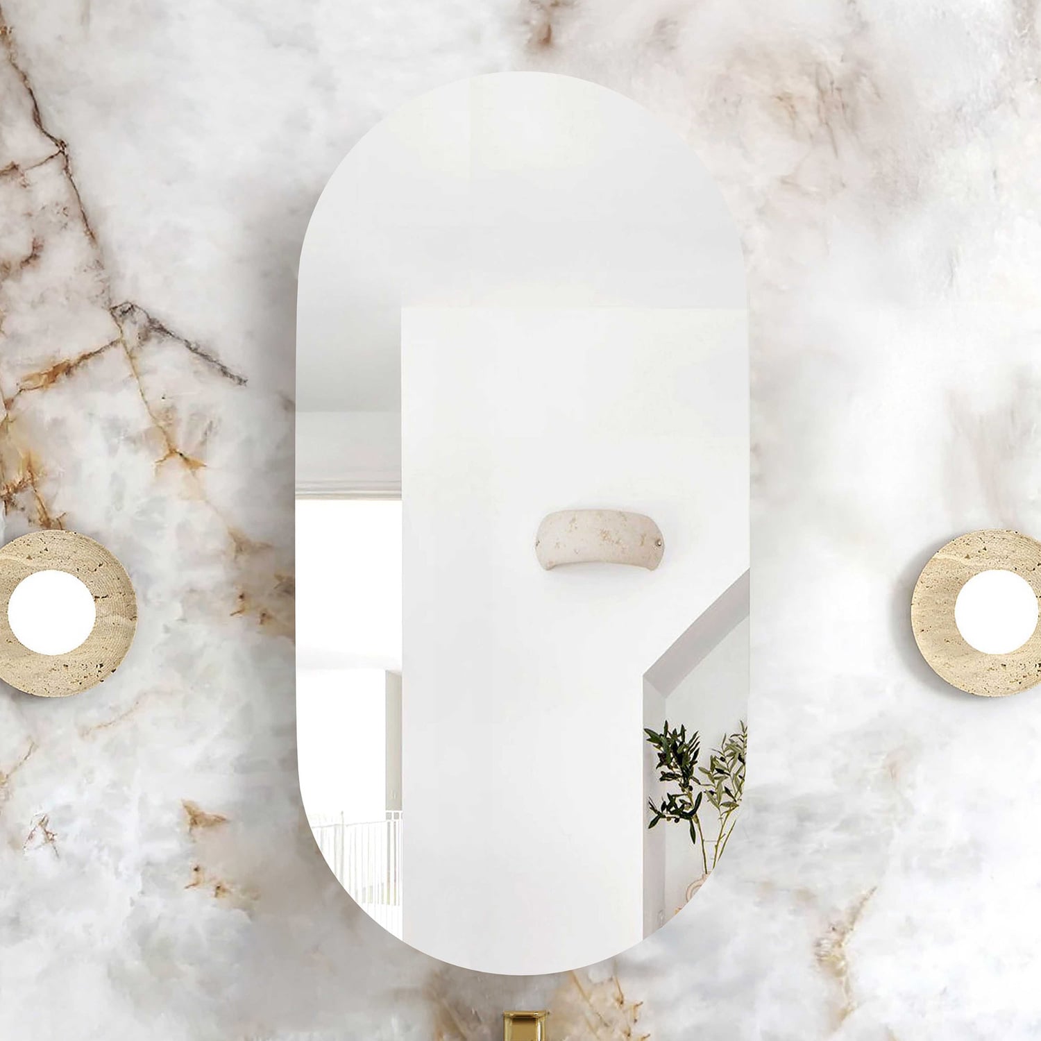 Noosa 450mm Pill Mirrored Shaving Cabinet