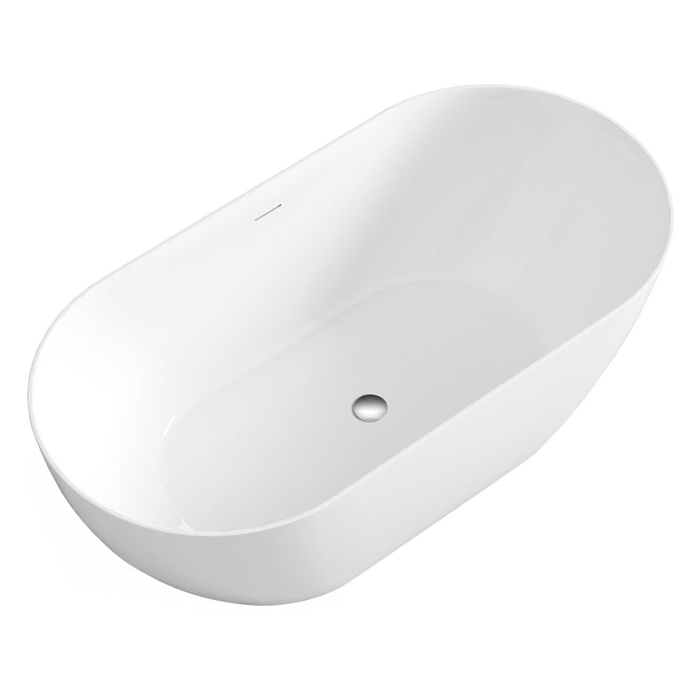 Manolo Gloss White Oval Acrylic Freestanding Bath with Overflow