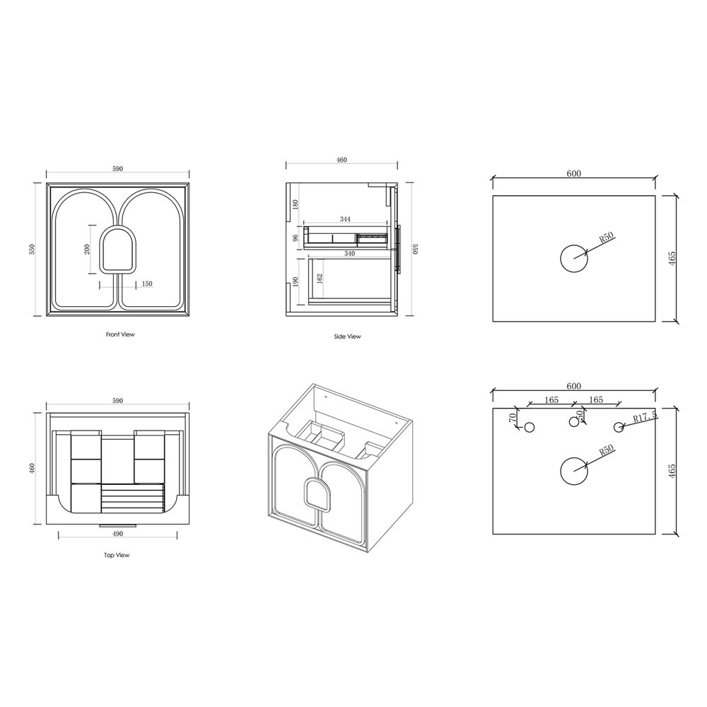 Laguna MKII 600mm Wall Hung Single Vanity with Solid Surface Countertop