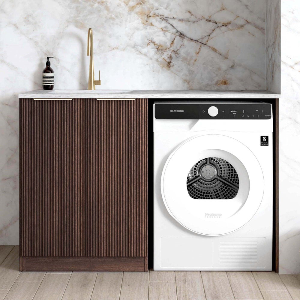 Havana 1300mm Sable Walnut Laundry Tub and Cabinet with Stone Countertop