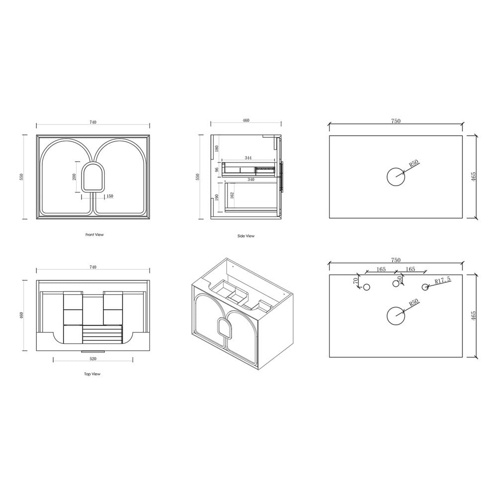 Laguna MKII 750mm Wall Hung Single Vanity with Solid Surface Countertop