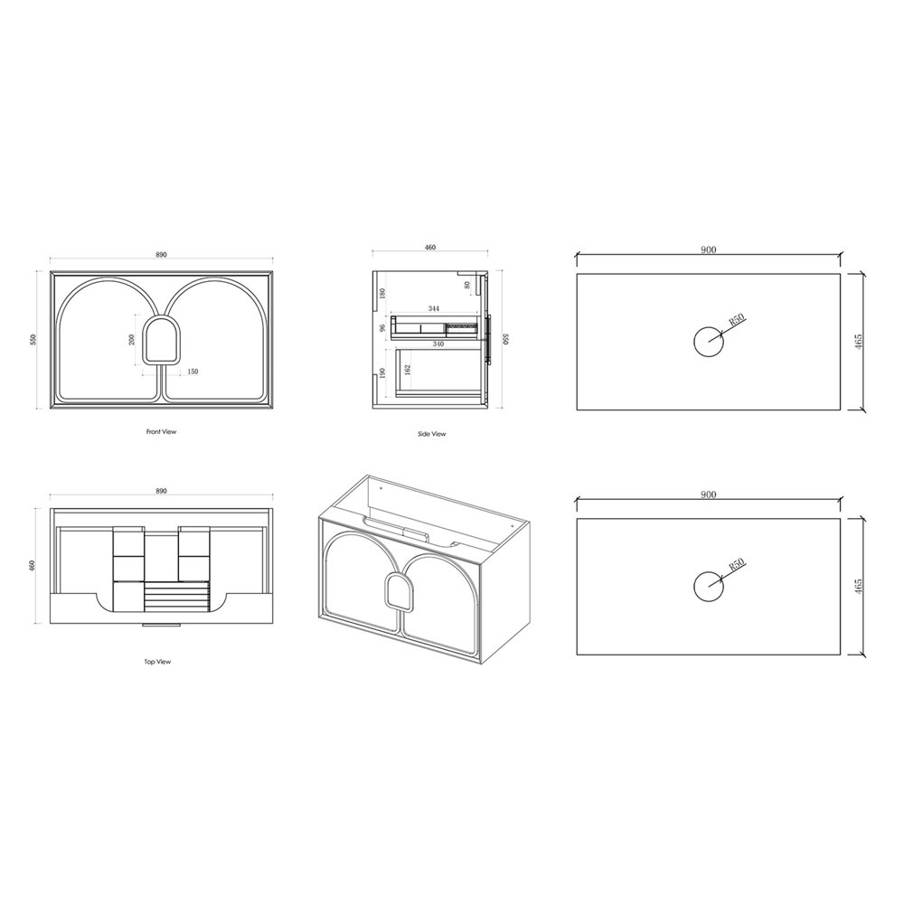 Laguna MKII 900mm Wall Hung Single Vanity with Solid Surface Countertop